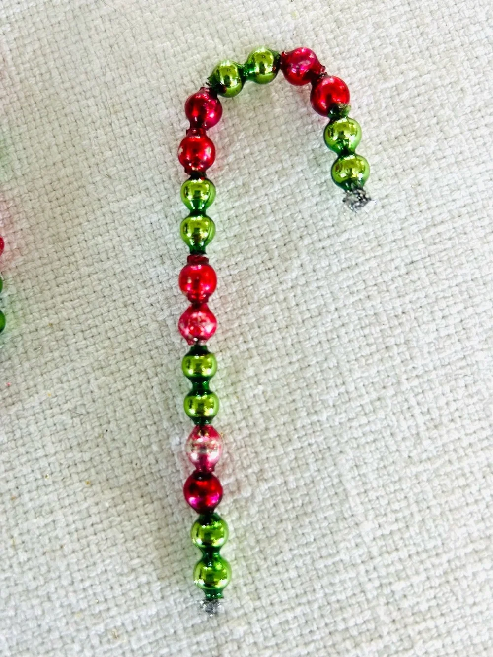 🎄 Mini Vintage repurposed Mercury glass garland bead candy cane Christmas orni